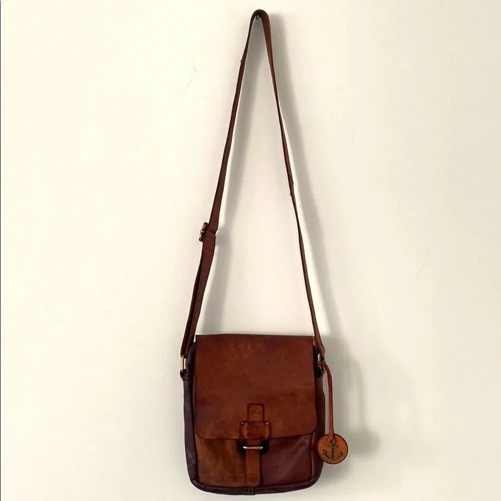 Harbour 2nd: Brown Leather Crossbody Mailer Bag Adjustable Strap Coastal